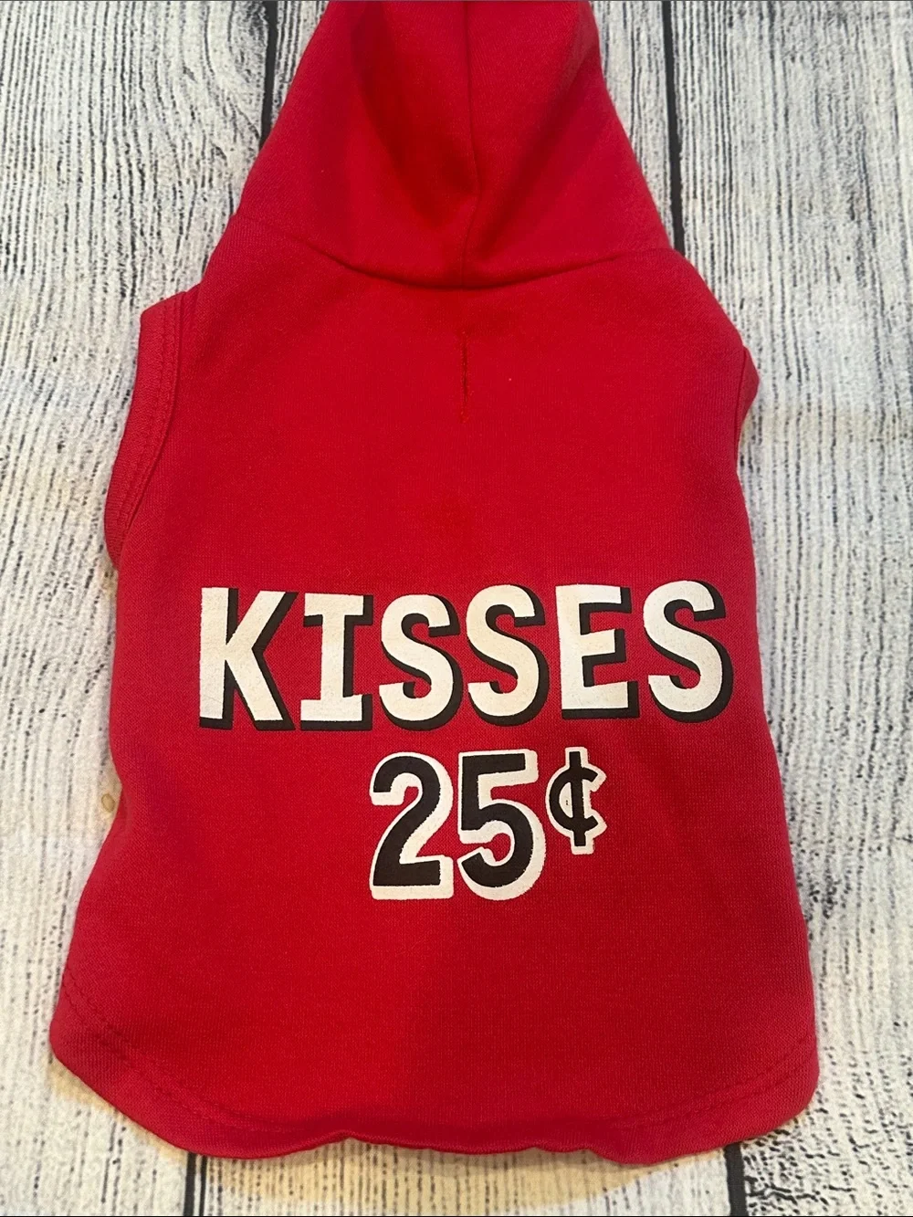 Party Dog Sz Small Red 'KISSES 25¢' Dog Hoodie - Playful Pullover for Pets
